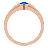 14K Rose Lab-Grown Blue Sapphire Ring